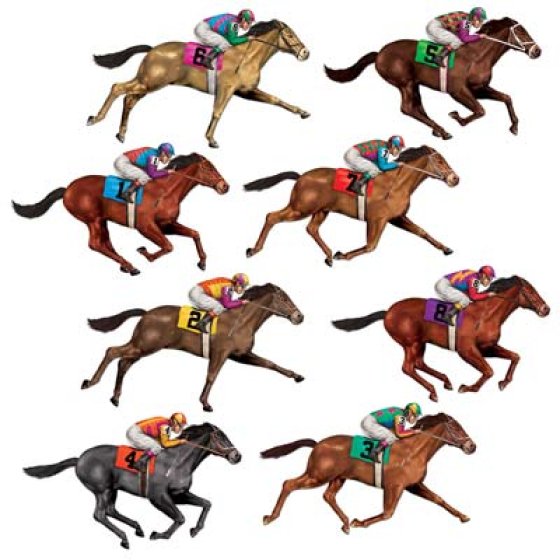 HORSE RACING WALL DECORATIONS INSTA-THEME PACK OF 8