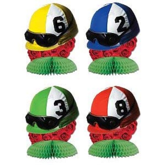 JOCKEY HELMETS MINI HONEYCOMB TABLE CENTREPIECES - PACK OF 4