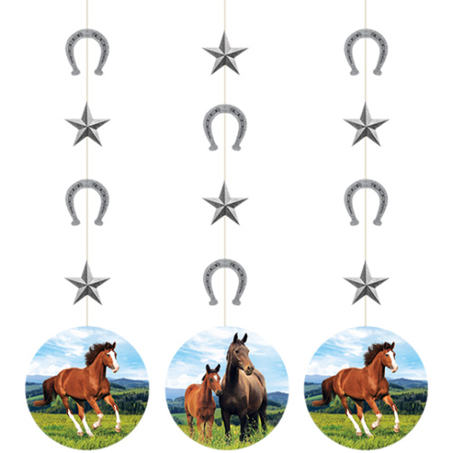 WILD HORSES HANGING STRING CUT OUTS - PACK OF 3