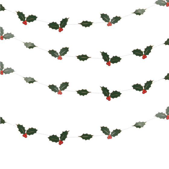 CHRISTMAS HOLLY & BERRIES GARLAND