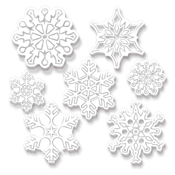 SNOWFLAKE CLEAR PLASTIC DIE-CUT PACK OF 7