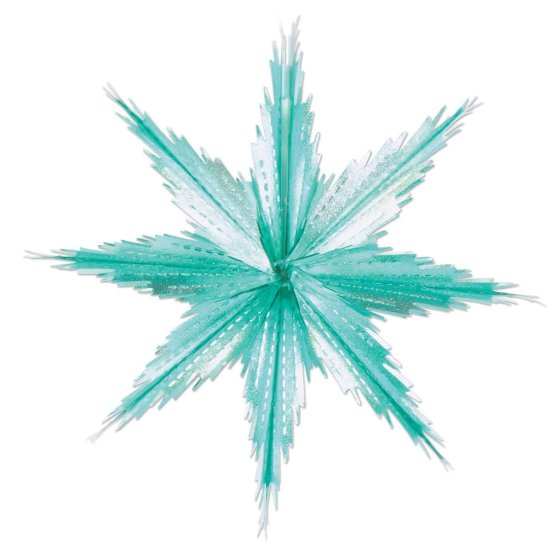 SNOWFLAKE WINTER 29CM 3D DECORATION - TEAL & SILVER PACK OF 2