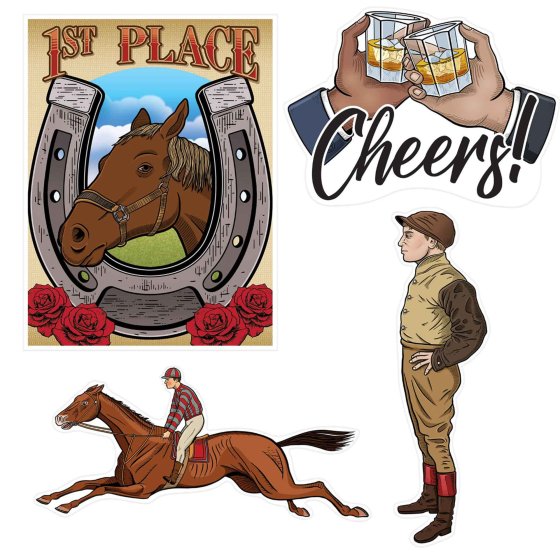 MELBOURNE HORSE RACING VINTAGE CUT OUTS - PACK OF 4