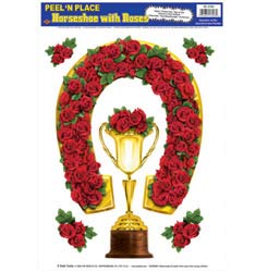 STICKERS PEEL & PLACE HORSESHOE & CUP WITH ROSES