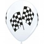 BALLOONS LATEX - RACING FLAG WHITE BACKGROUND PACK OF 25