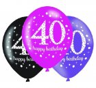 BALLOONS LATEX - 40TH PINK CELEBRATION ASSORTMENT - PACK 24