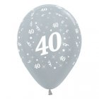 BALLOONS LATEX - 40TH BIRTHDAY SILVER PACK 25