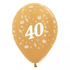 BALLOONS LATEX - 40TH BIRTHDAY METALLIC GOLD PACK 25