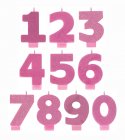 NUMERICAL CANDLES - GLITTER PINK - NUMBERS 0-9