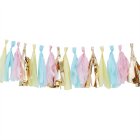 FOIL TASSEL GARLAND - MIXED PASTEL WITH GOLD 2M LONG