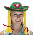 GERMAN/AUSTRIAN GIRL HAT WITH BLONDE PIGTAILS