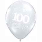 BALLOONS LATEX - 100TH DIAMOND CLEAR PACK OF 25