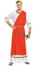 CAESAR TOGA COSTUME LONG WITH RED SHOULDER SASH & HEADPIECE